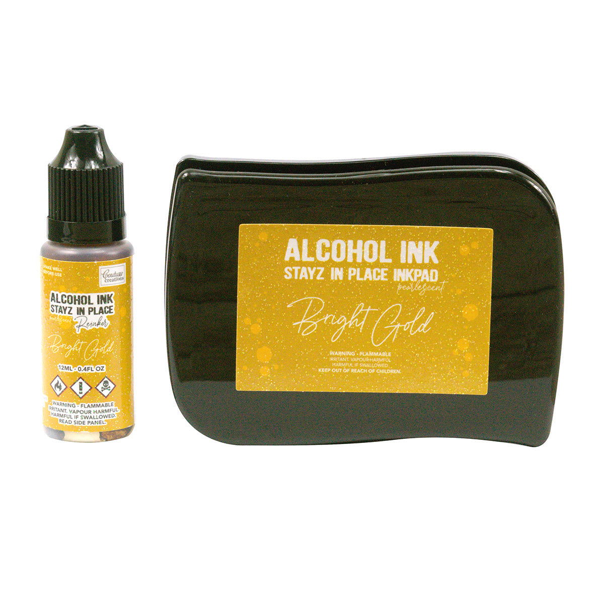 Stayz in Place Alcohol Ink Pad w/Reinker Bright Gold Pearlescent