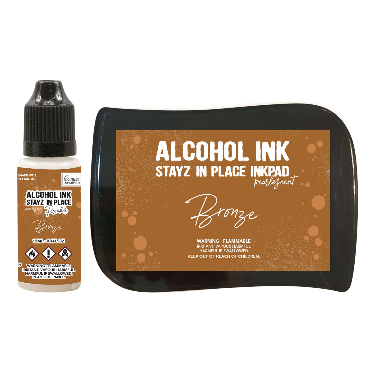 Bronze Pearlescent Alcohol Ink Pad with 12ml reinker