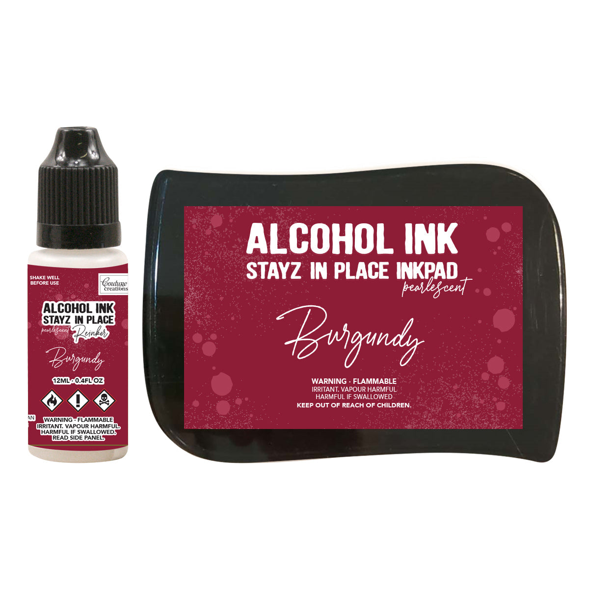 Stayz in Place Alcohol Ink Pad w/Reinker Burgundy Pearlescent