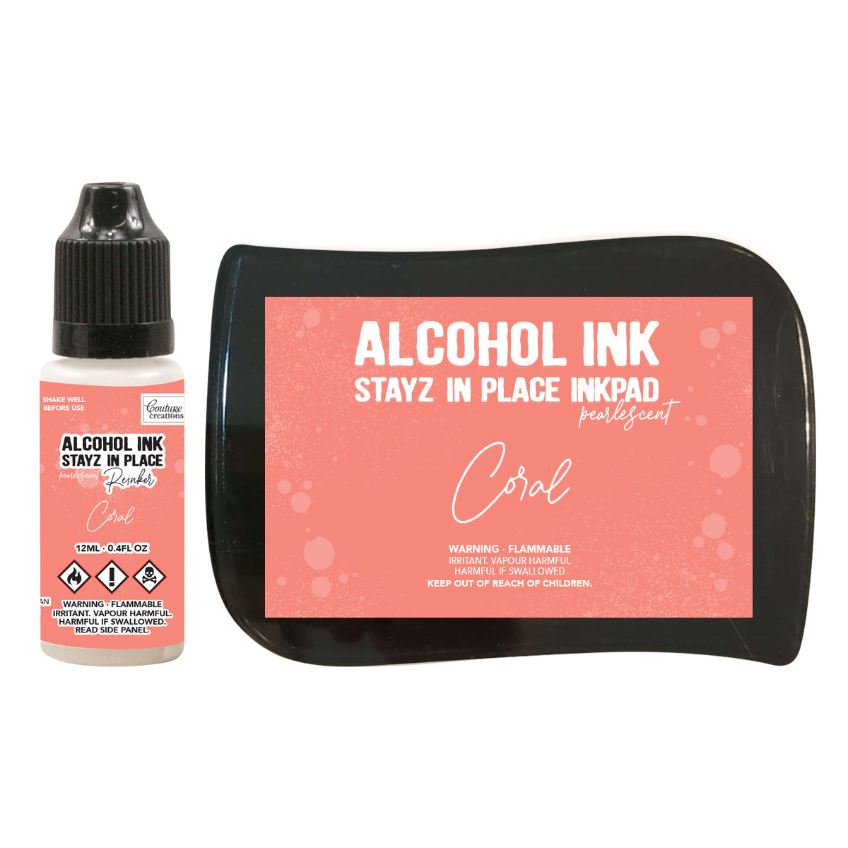 Coral Pearlescent Alcohol Ink Pad with 12ml reinker