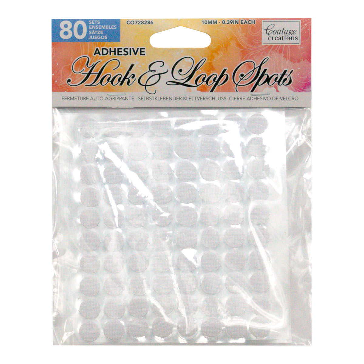 Adhesive Hook and Loop Spots - White (80pc)