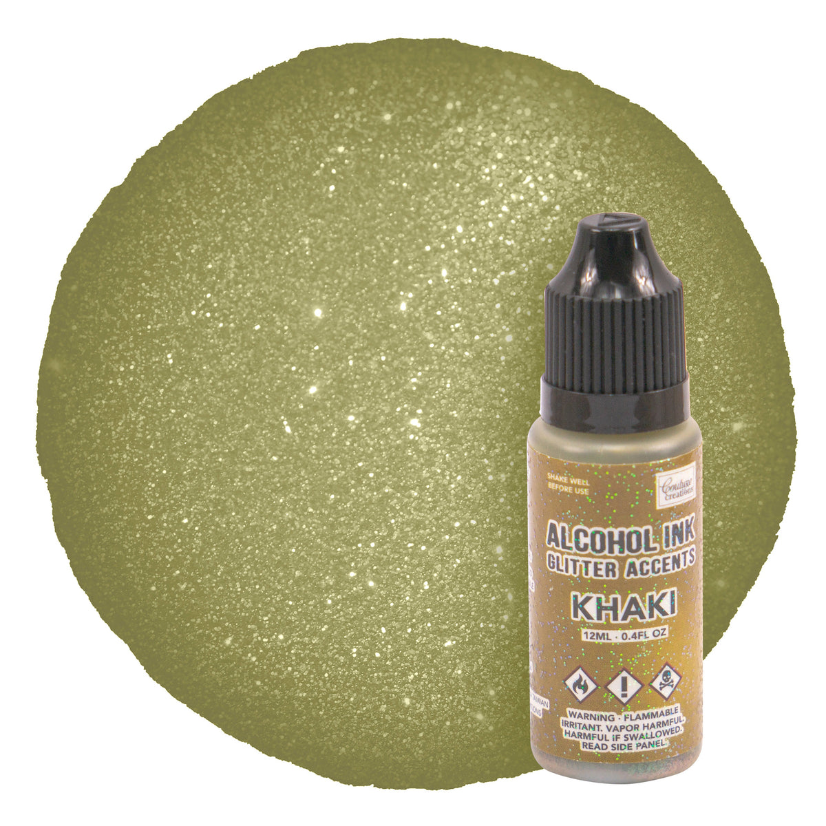 CC Alcohol Ink Glitter Accents Khaki 12ml