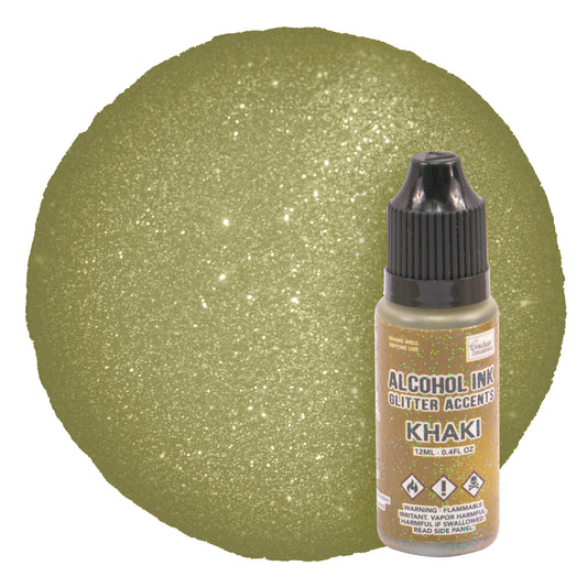 CC Alcohol Ink Glitter Accents Khaki 12ml