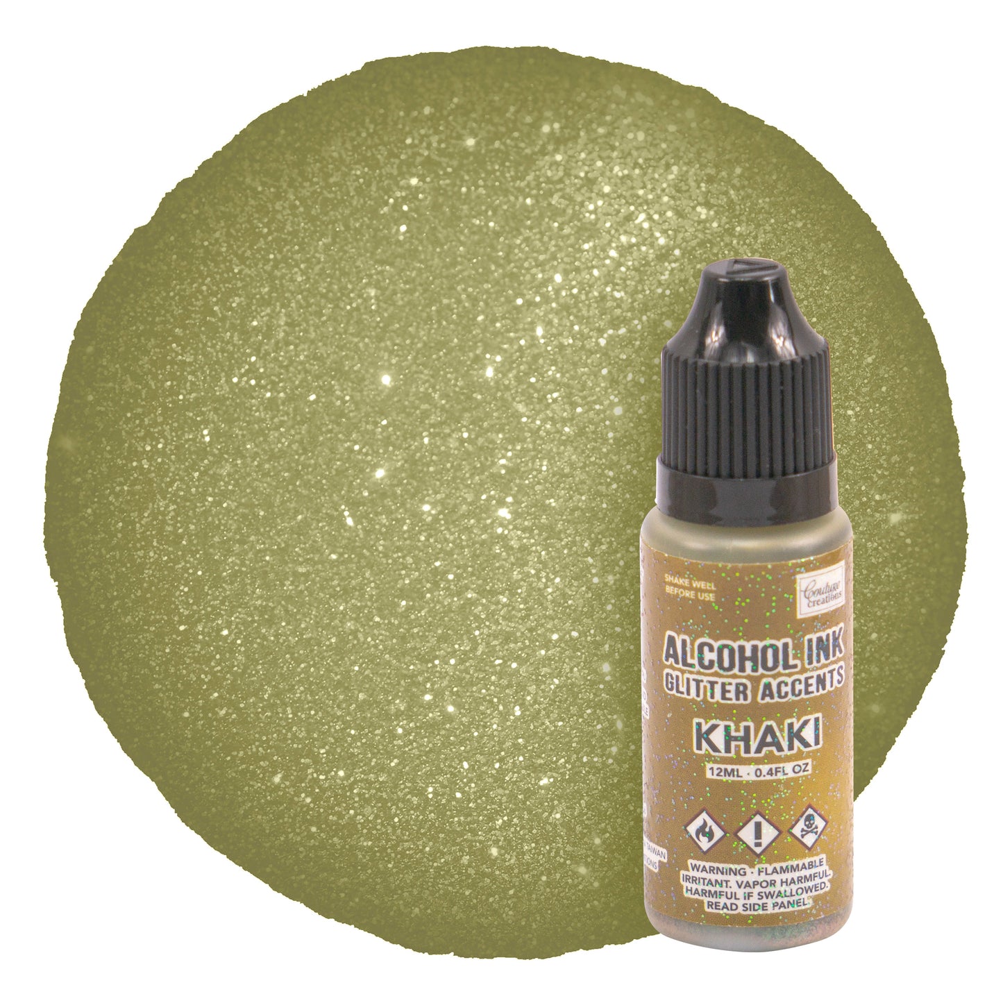 CC Alcohol Ink Glitter Accents Khaki 12ml