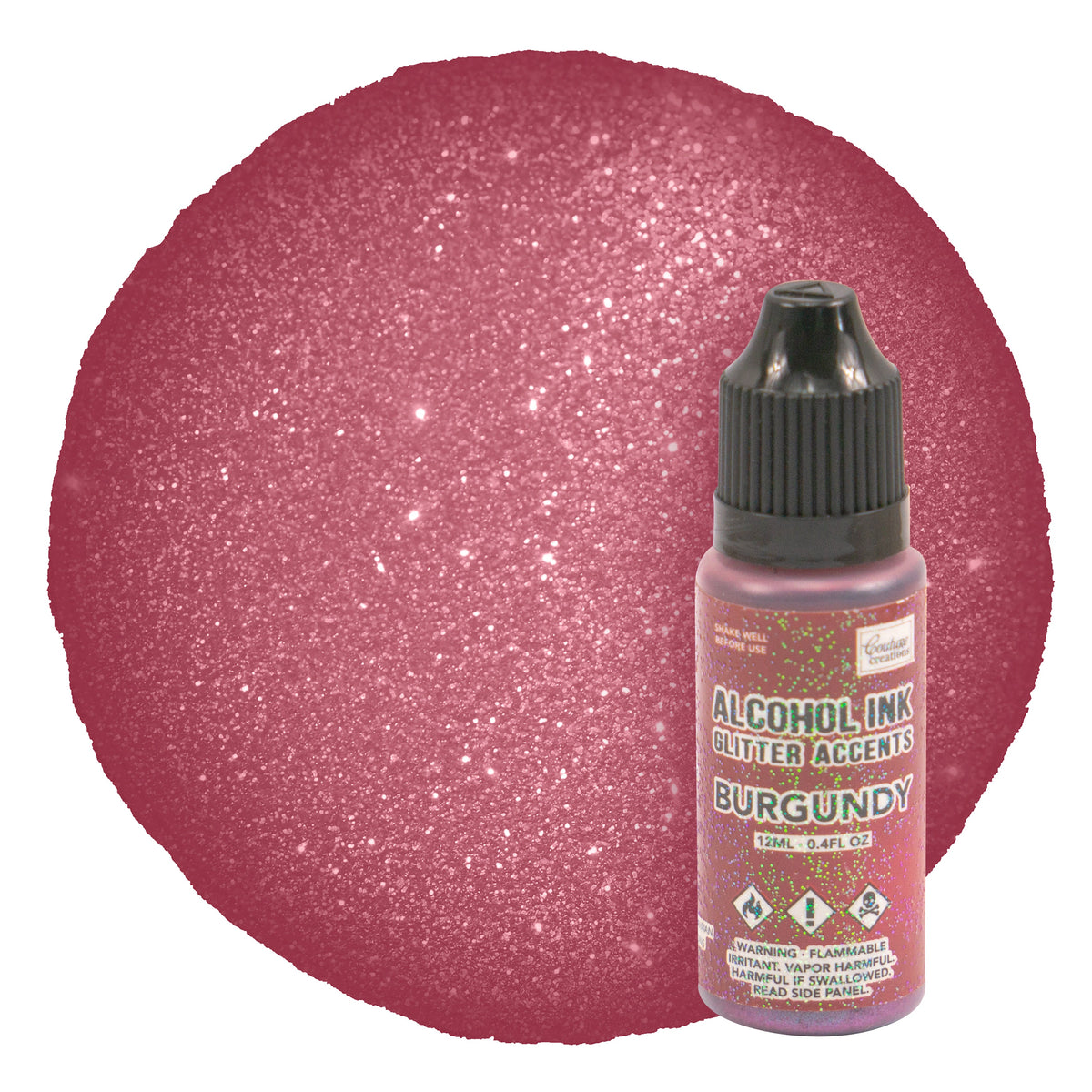CC Alcohol Ink Glitter Accents Burgundy 12ml