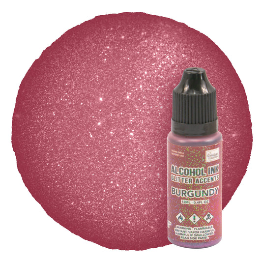 CC Alcohol Ink Glitter Accents Burgundy 12ml