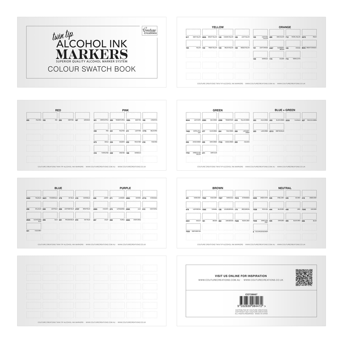 xx Colour Swatch Book (DL Size) - Twin Tip Markers