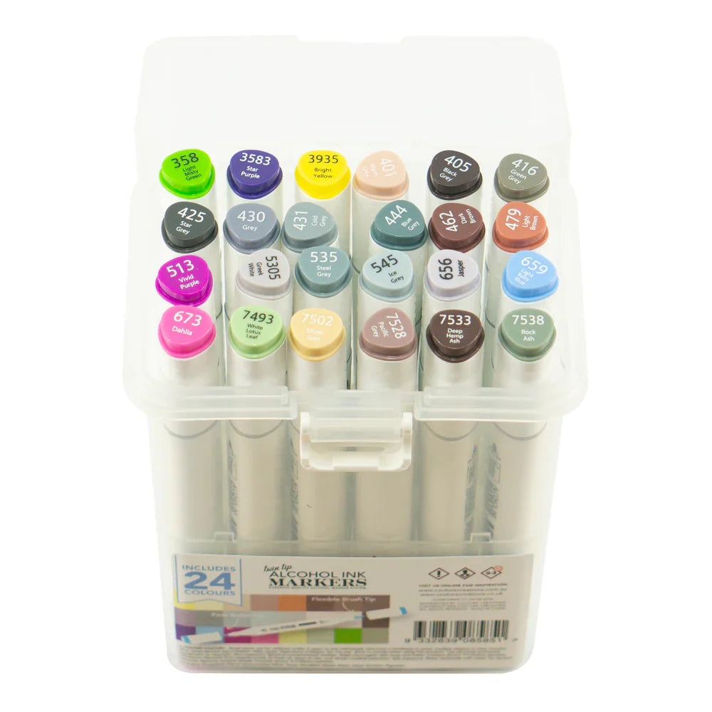 CC Twin Tip Alcohol Ink Marker Case w/24 Markers Set 4