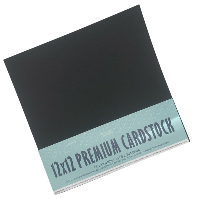 Smooth Black Cardstock (10pk) - 304.8 x 304.8mm | 12 x 12in - 216gsm