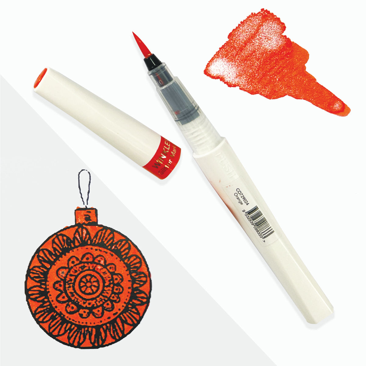Winkles Glitter Brush Marker ORANGE
