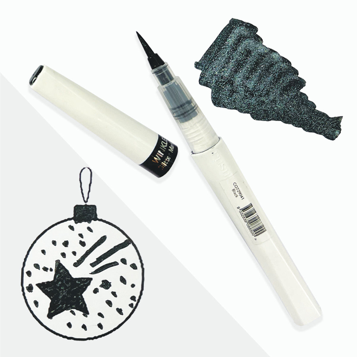 Winkles Glitter Brush Marker BLACK