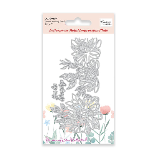 GoLetterPress Metal Impression Plate - 7 - You are Amazing Floral
