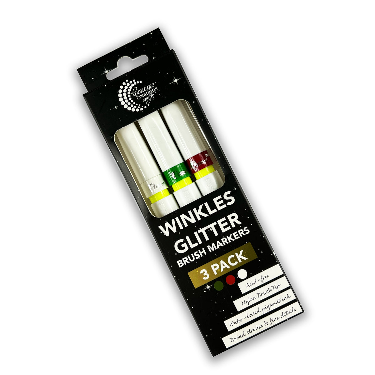 Winkles Glitter Brush Marker FESTIVE TRIO Pk3