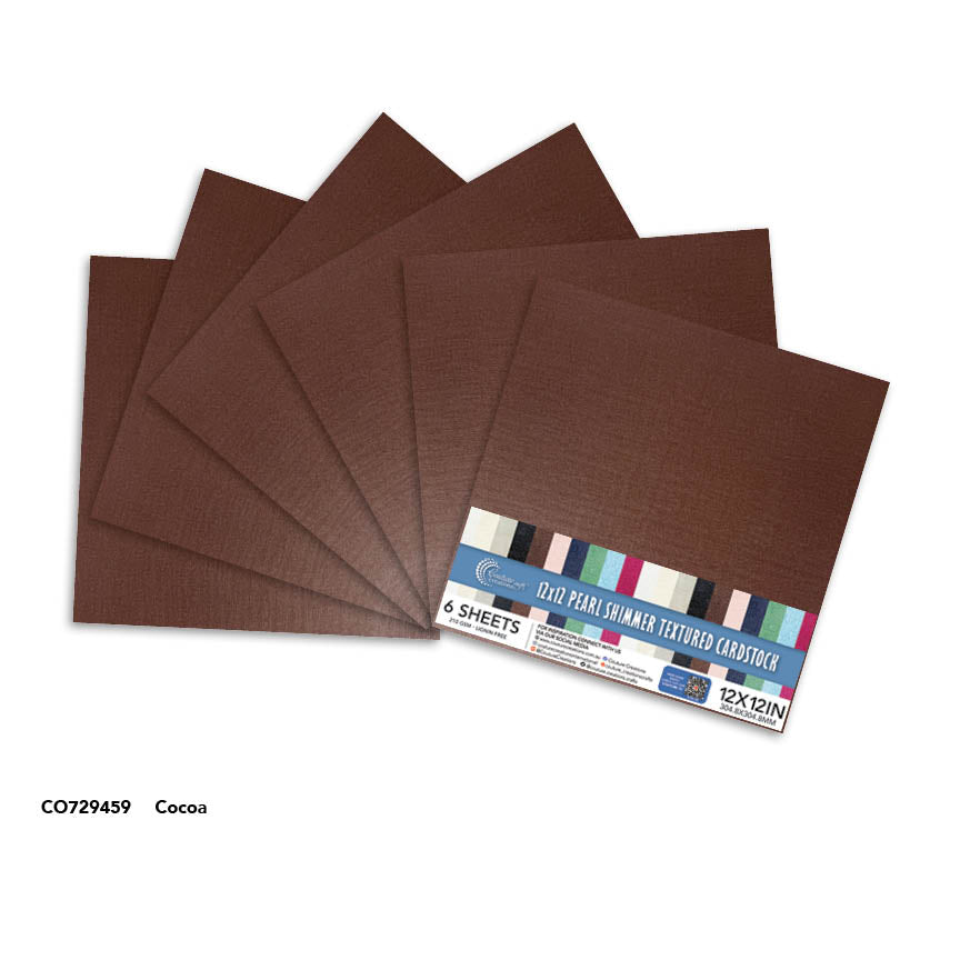 CC COCOA Pearl Shimmer Textured Cardstock - 12x12 (210gsm) - 6 Sheets
