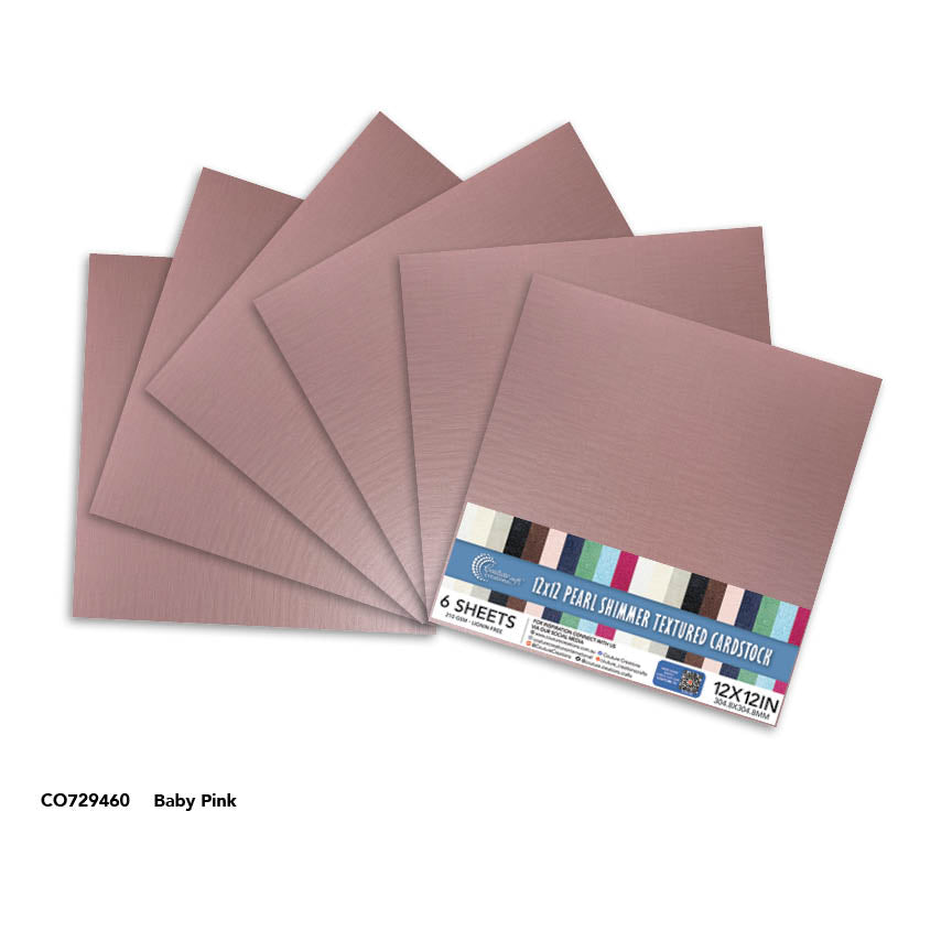 CC BABY PINK Pearl Shimmer Textured Cardstock - 12x12 (210gsm) - 6 Sheets