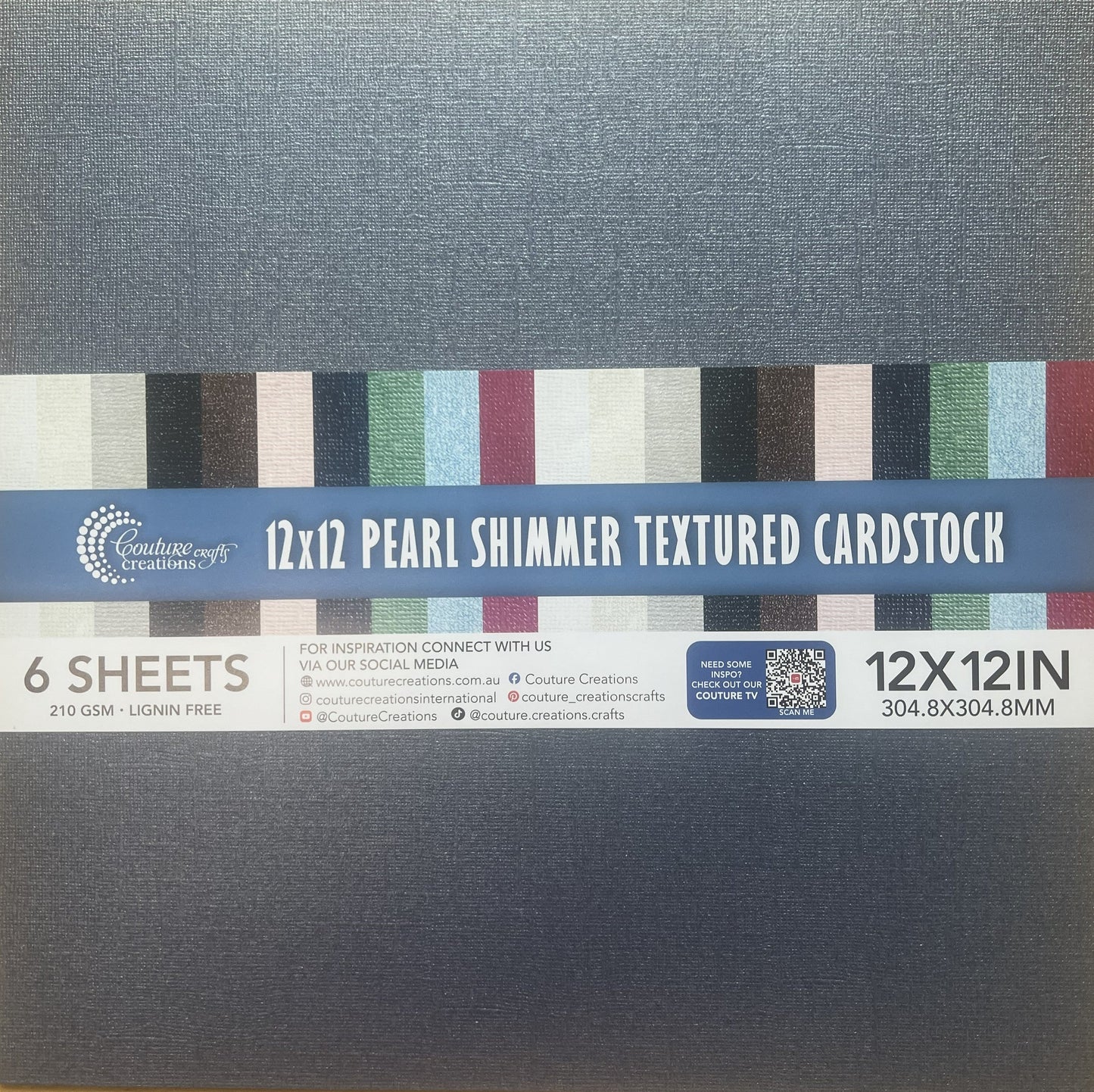 CC NAVY BLUE Pearl Shimmer Textured Cardstock - 12x12 (210gsm) - 6 Sheets