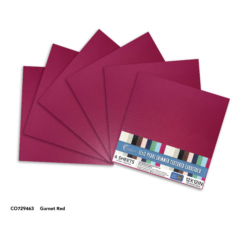 CC GARNET RED Pearl Shimmer Textured Cardstock - 12x12 (210gsm) - 6 Sheets