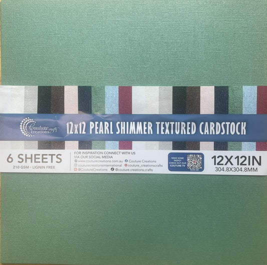 CC JUNIPER GREEN Pearl Shimmer Textured Cardstock - 12x12 (210gsm) - 6 Sheets