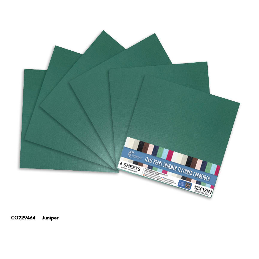 CC JUNIPER GREEN Pearl Shimmer Textured Cardstock - 12x12 (210gsm) - 6 Sheets
