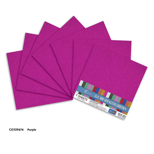 CC PURPLE Laminated Glitter paper - 12x12 - (120gsm) - 7 Sheets