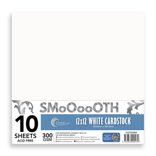 CC 12x12in WHITE Smooth Cardstock - 300gsm - 10 sheets