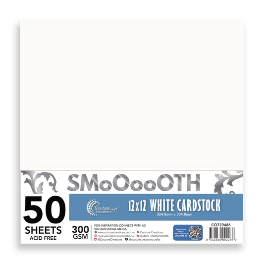CC 12x12in WHITE Smooth Cardstock - 300gsm - 50 sheets