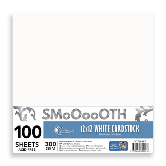 CC 12x12in WHITE Smooth Cardstock - 300gsm - 100 sheets
