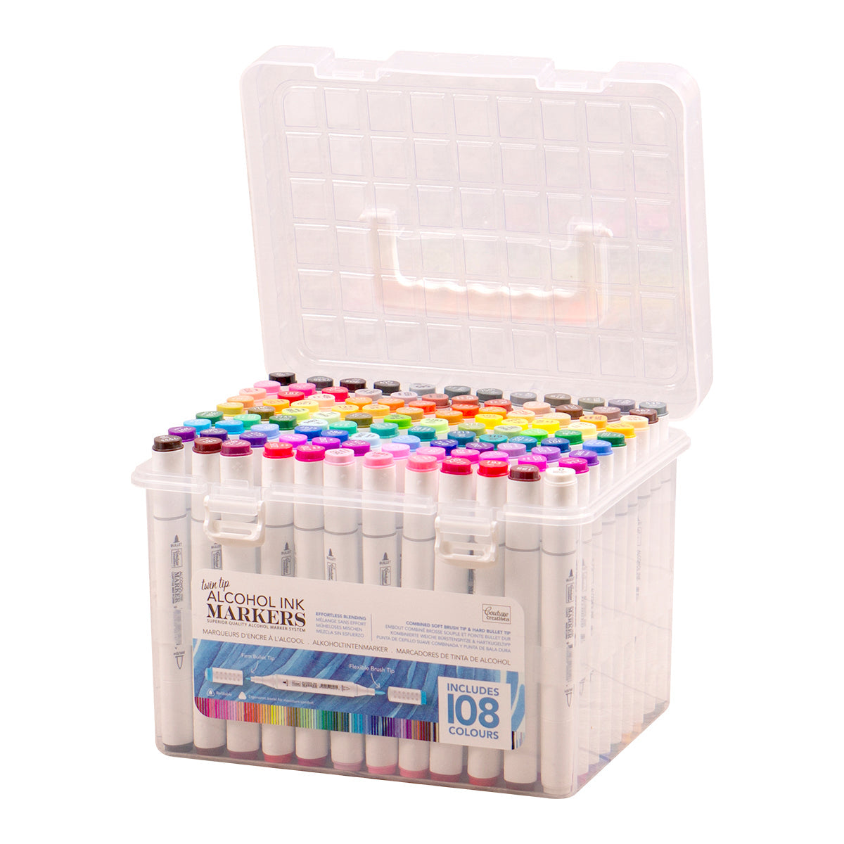Twin Tip Alcohol Ink Marker Case with Includes 108 Markers