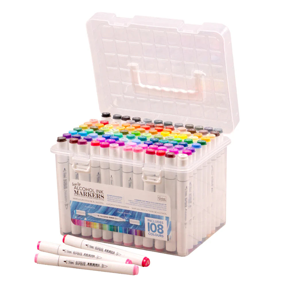 CC Alcohol Ink Twin Tip Marker Case w/ 108 Markers BUNDLE DEAL