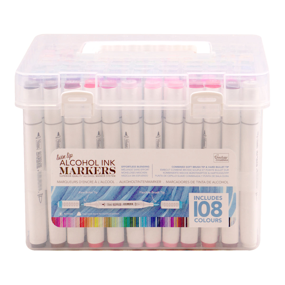 Twin Tip Alcohol Ink Marker Case with Includes 108 Markers