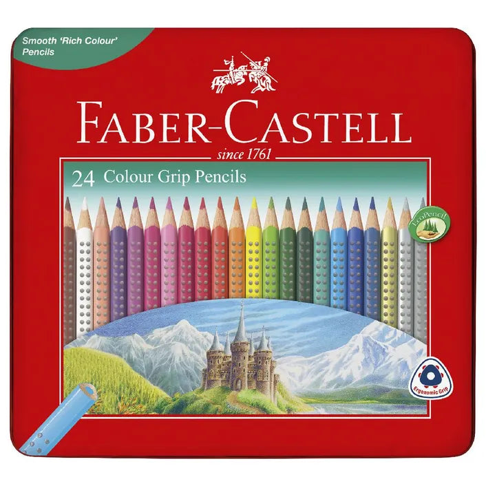 Faber Castell Colour Grip Tin Pencils Pk24