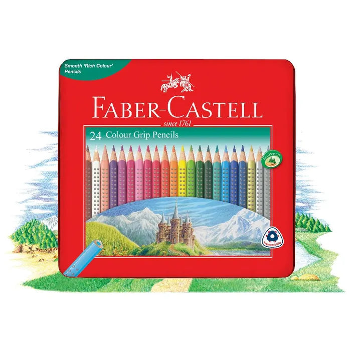 Faber Castell Colour Grip Tin Pencils Pk24