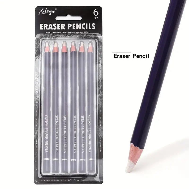 CD White Sketch Eraser Pencils Pk6