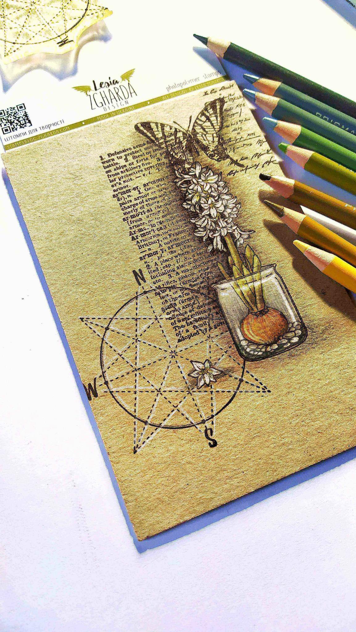 Lesia Zgharda Stamp Set "Butterfly with background"