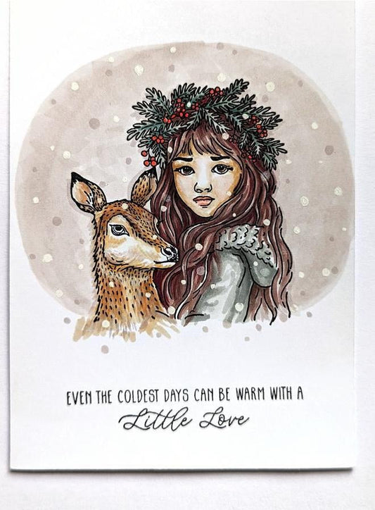 Lesia Zgharda Clear "Forest Girl With Reindeer"