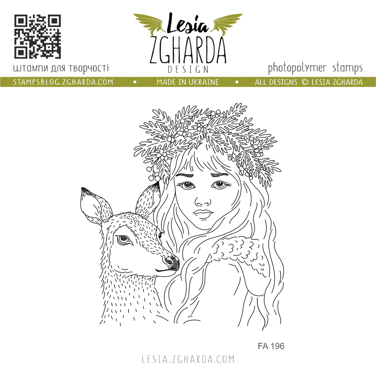 Lesia Zgharda Clear "Forest Girl With Reindeer"