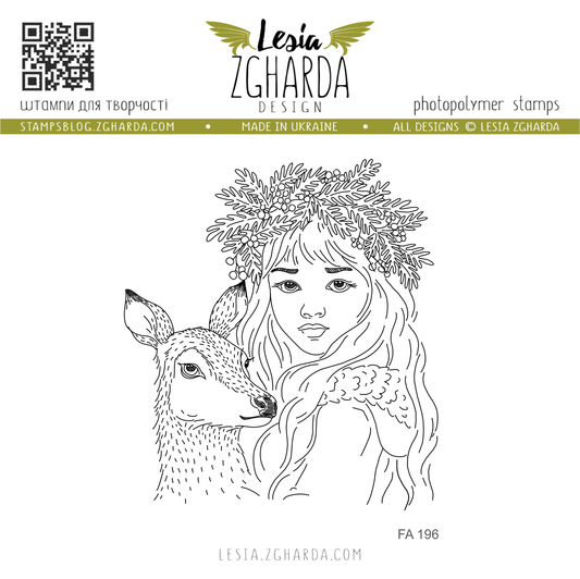 Lesia Zgharda Clear "Forest Girl With Reindeer"