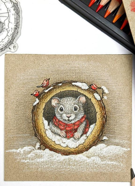 Lesia Zgharda Clear Stamp "Mouse in the Hollowed Tree"