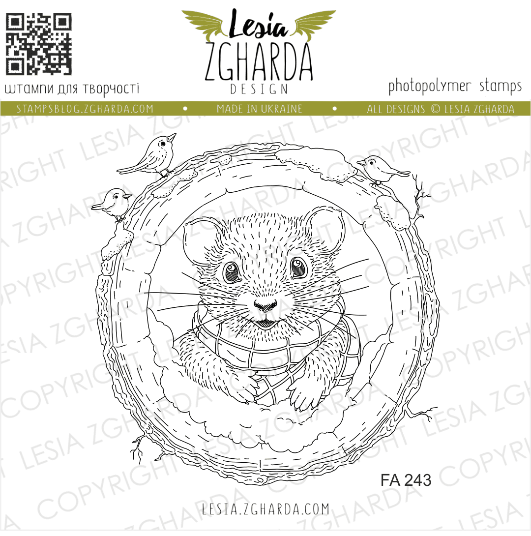 Lesia Zgharda Clear Stamp "Mouse in the Hollowed Tree"