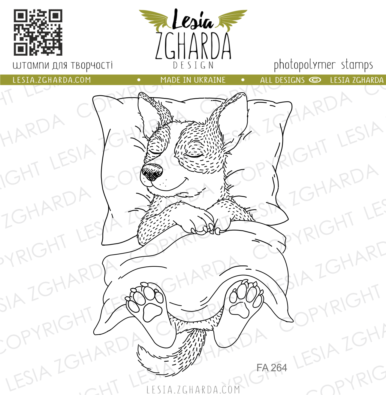 Lesia Zgharda Clear Stamp "Sleeping Dog"