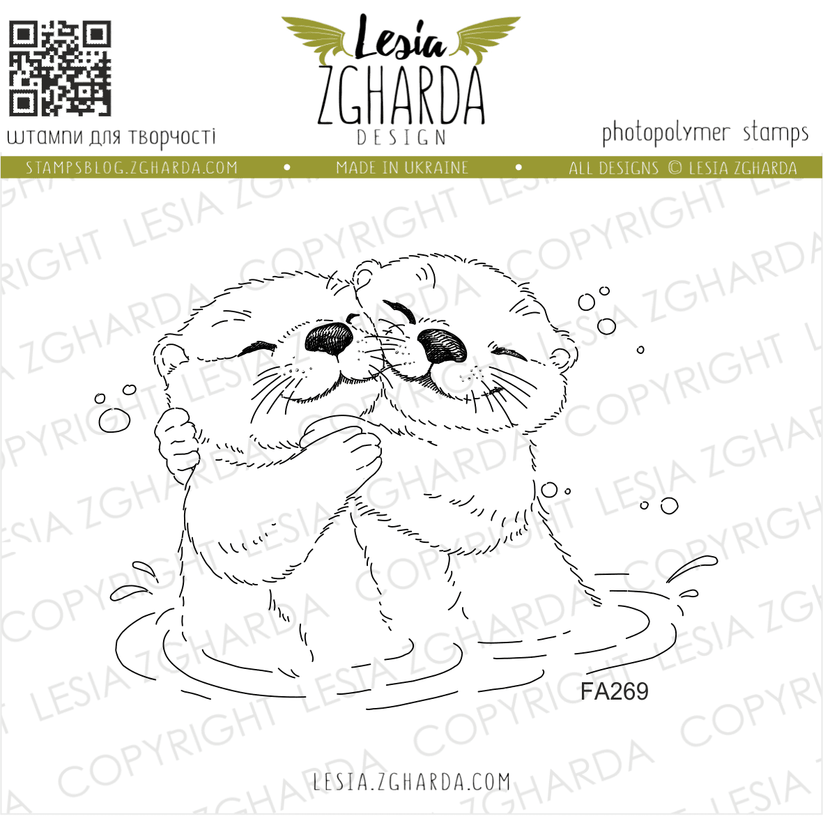 Lesia Zgharda Clear Stamp "Otters in Love"
