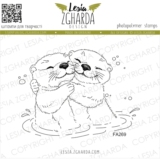 Lesia Zgharda Clear Stamp "Otters in Love"