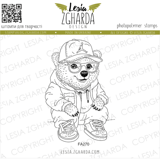 Lesia Zgharda Clear Stamp "Hip Hop Bear"