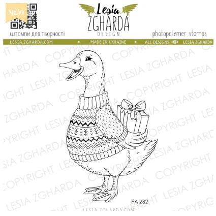 Lesia Zgharda Christmas Goose with Gift Clear Stamp Set
