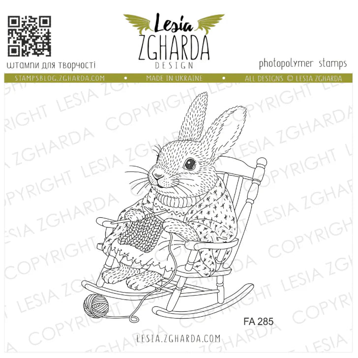 Lesia Zgharda Knitting Squirrel Clear Stamp Set