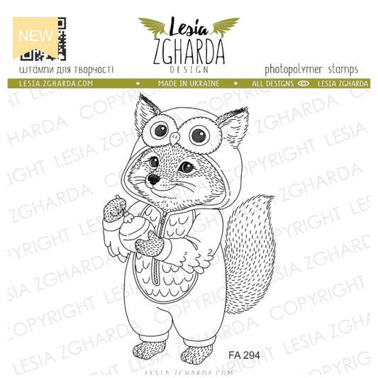 Lesia Zgharda Fox in Owl Pajamas Clear Stamp Set