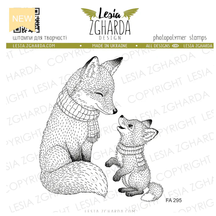 Lesia Zgharda Fox Mama and Baby Clear Stamp Set