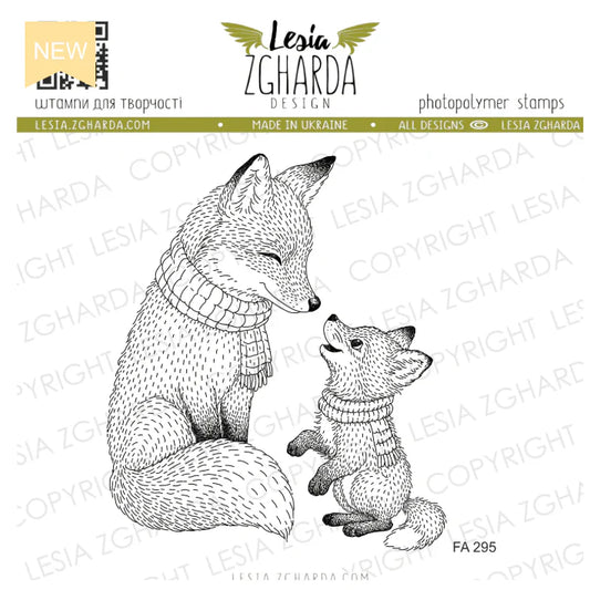 Lesia Zgharda Fox Mama and Baby Clear Stamp Set