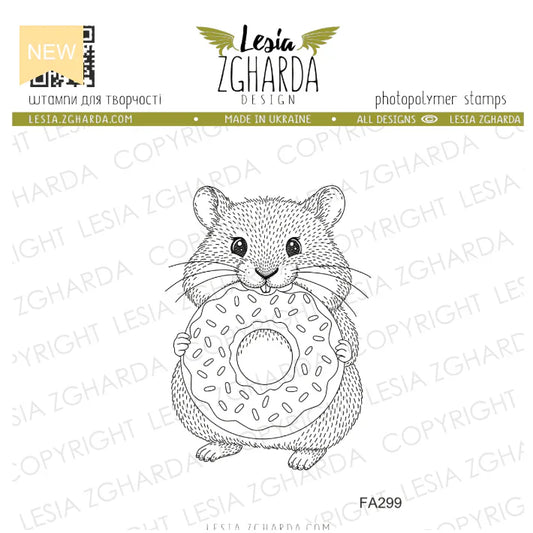 Lesia Zgharda Hampster with Donut Clear Stamp Set