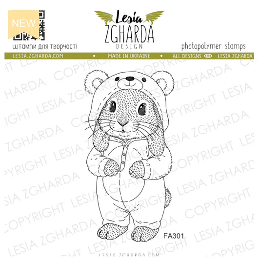 Lesia Zgharda Bunny in Bear Pajamas Clear Stamp Set